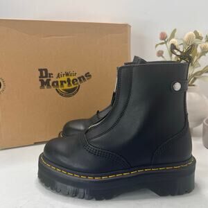 Dr Martens Jetta Smooth Platform Sendal Leather Boot Black 27656001 Women 7 NWB